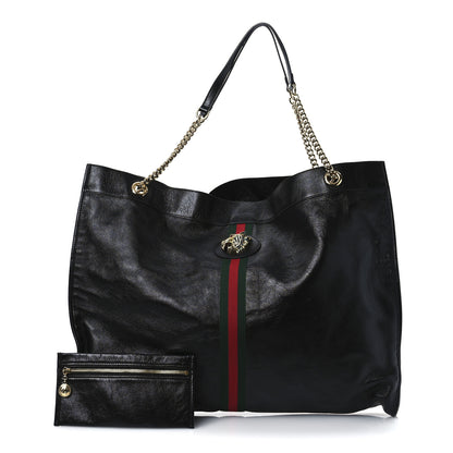 Gucci Calfskin Maxi Rajah Chain Tote Black 3 of 14
