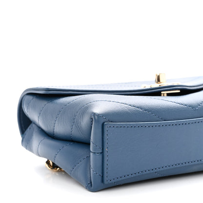 Chanel Calfskin Chevron Stitched Coco Waist Bag Blue 10 of 11