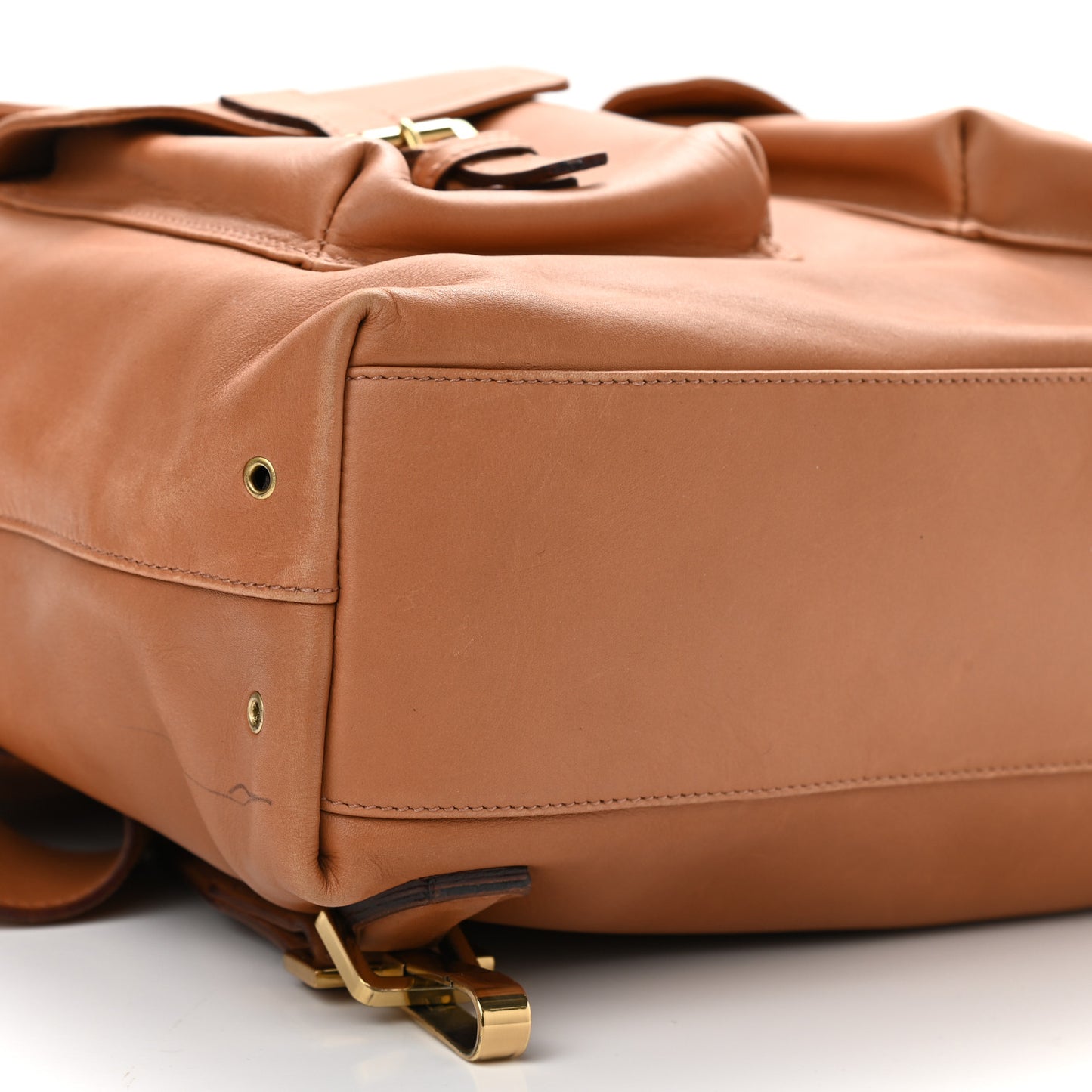 Calfskin Drawstring Backpack Brown