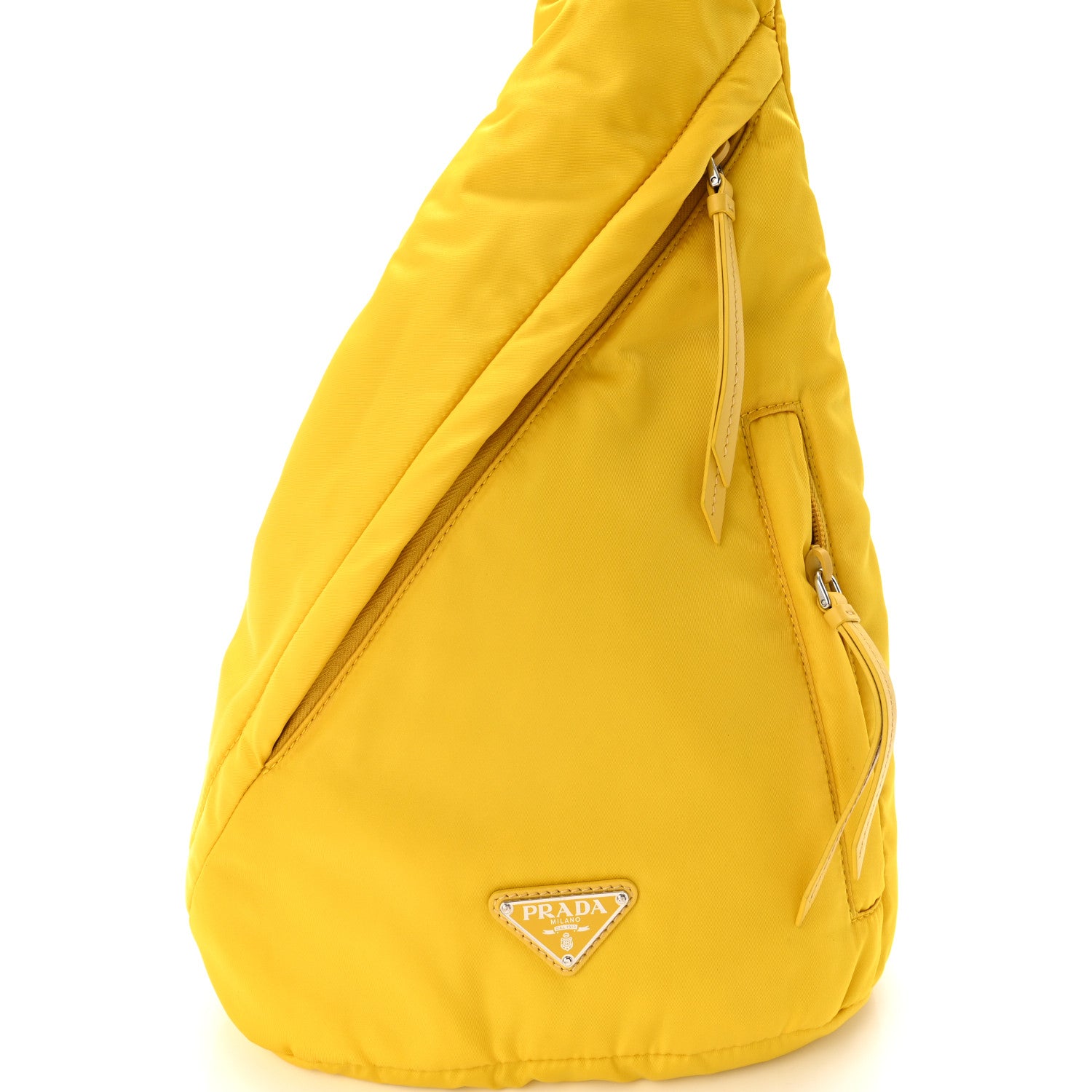 Prada Re-Nylon Vitello Metal Triangle Logo Sling Backpack Giallo 8 of 11
