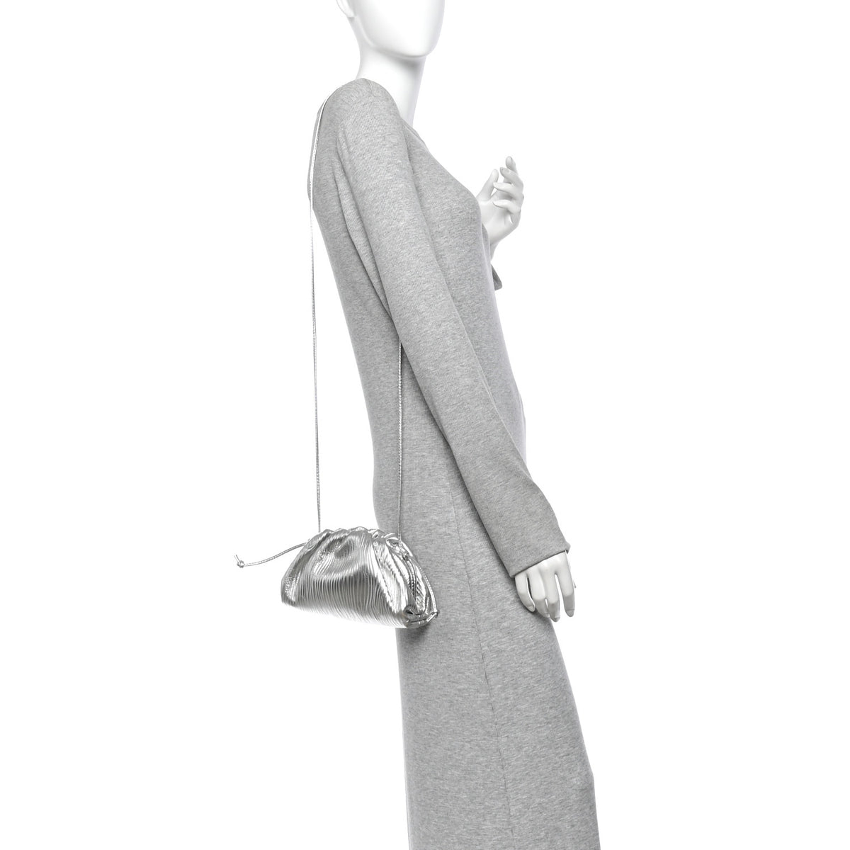 Metallic Bark Calfskin The Mini Pouch Silver