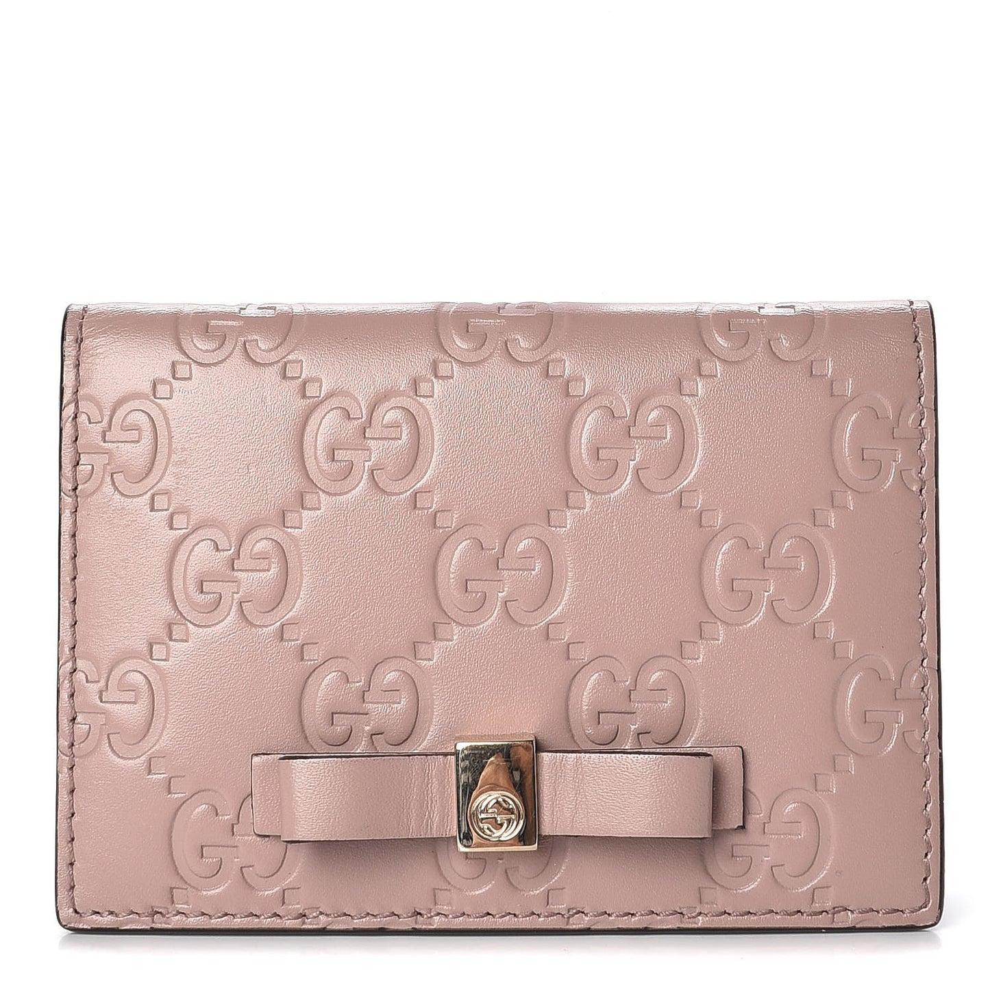 Guccissima Bow Train Pass Case Soft Pink