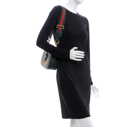 Gucci Monogram Calfskin Medium Lady Web Shoulder Bag Beige Green 2 of 8