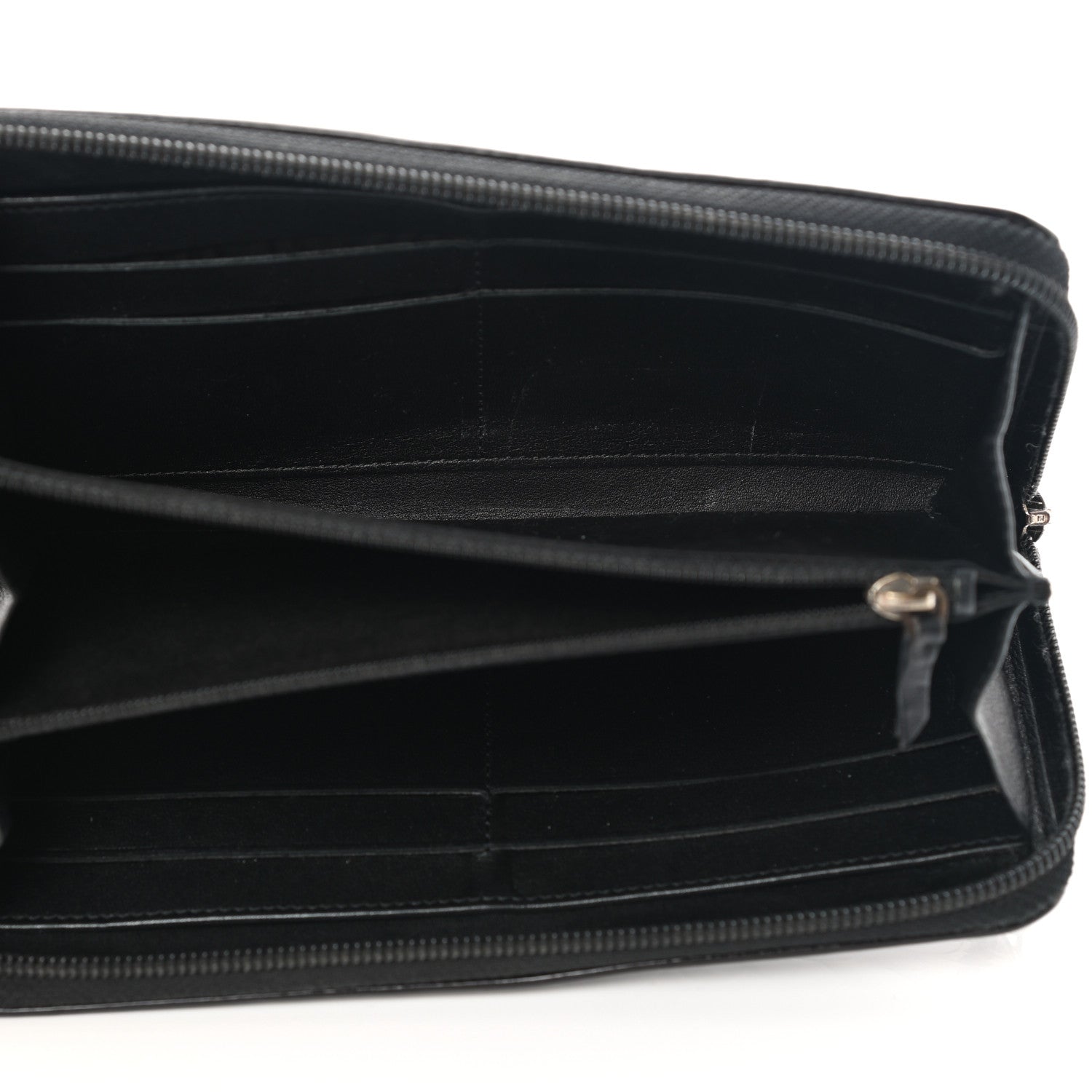 Chanel Patent Camellia Embossed Large Zip Around Gusset Wallet Black 5 of 12
