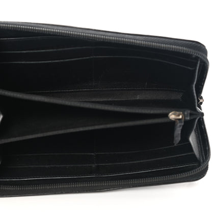 Chanel Patent Camellia Embossed Large Zip Around Gusset Wallet Black 5 of 12