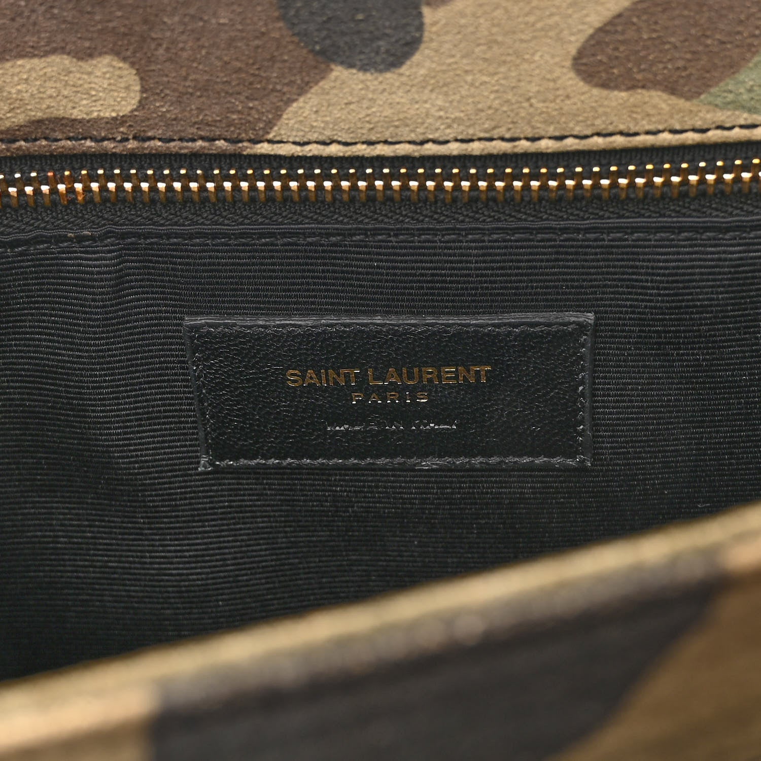 Saint Laurent Suede Monogram University Camouflage Shoulder Bag Green 6 of 11
