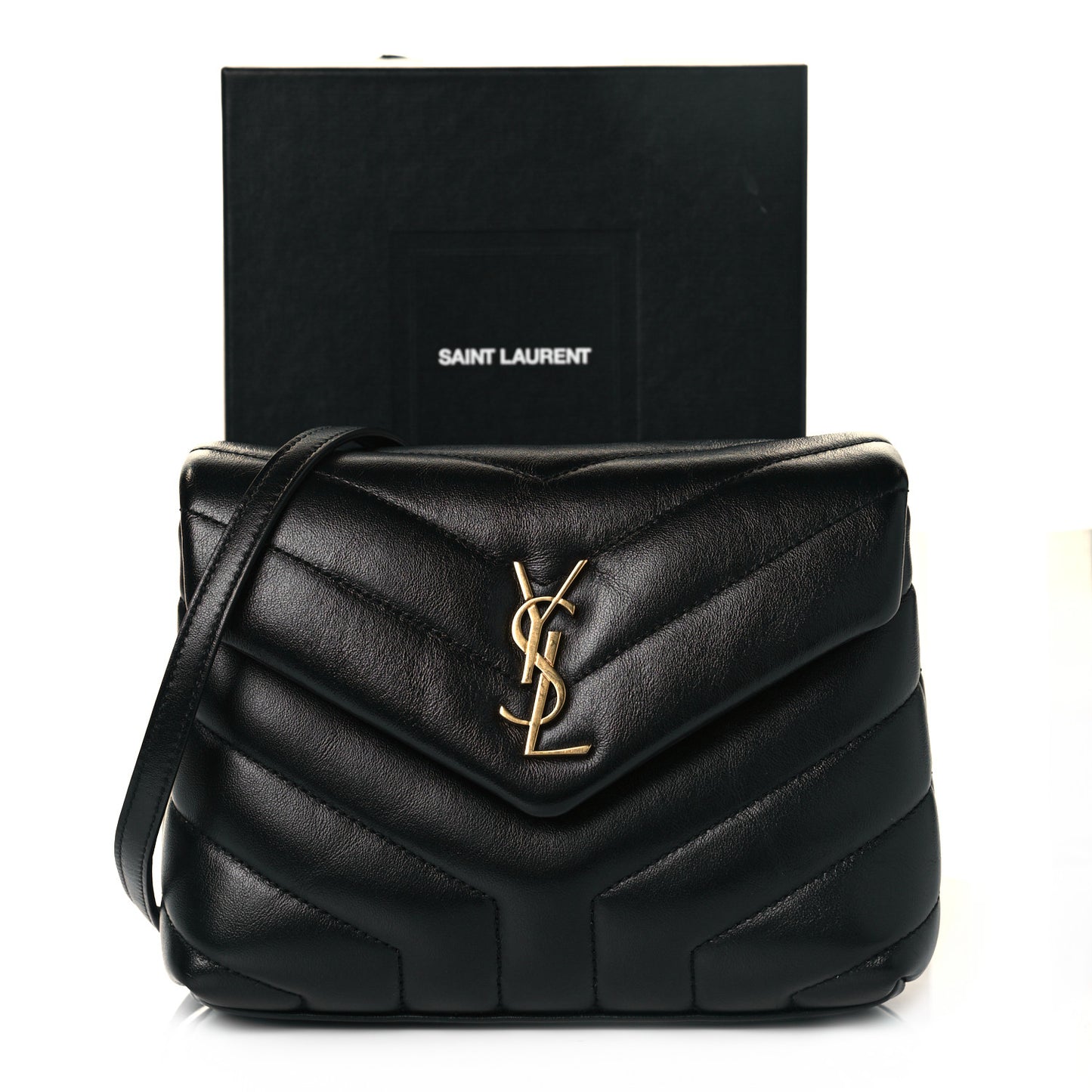 Calfskin Y Quilted Monogram Toy Loulou Crossbody Bag Black