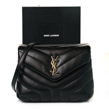 Saint Laurent Calfskin Y Quilted Monogram Toy Loulou Crossbody Bag Black 9 of 9