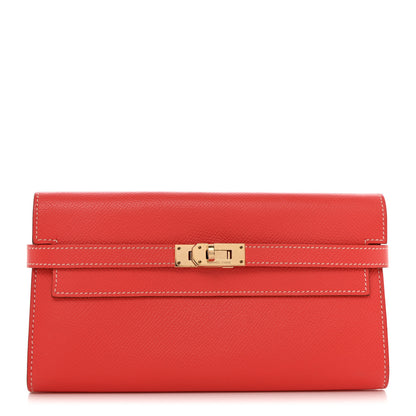 Hermes Epsom Verso Kelly Longue Wallet Rose Jaipur Gold 1 of 7