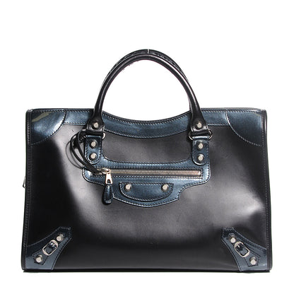 Balenciaga Smooth Calfskin Metallic Patent Giant 12 Silver Hardware City Black Gris 1 of 13
