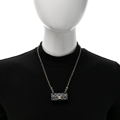Chanel Metal Resin Calfskin Quilted CC Turnlock Chain Bag Necklace Gold Black 2 of 5