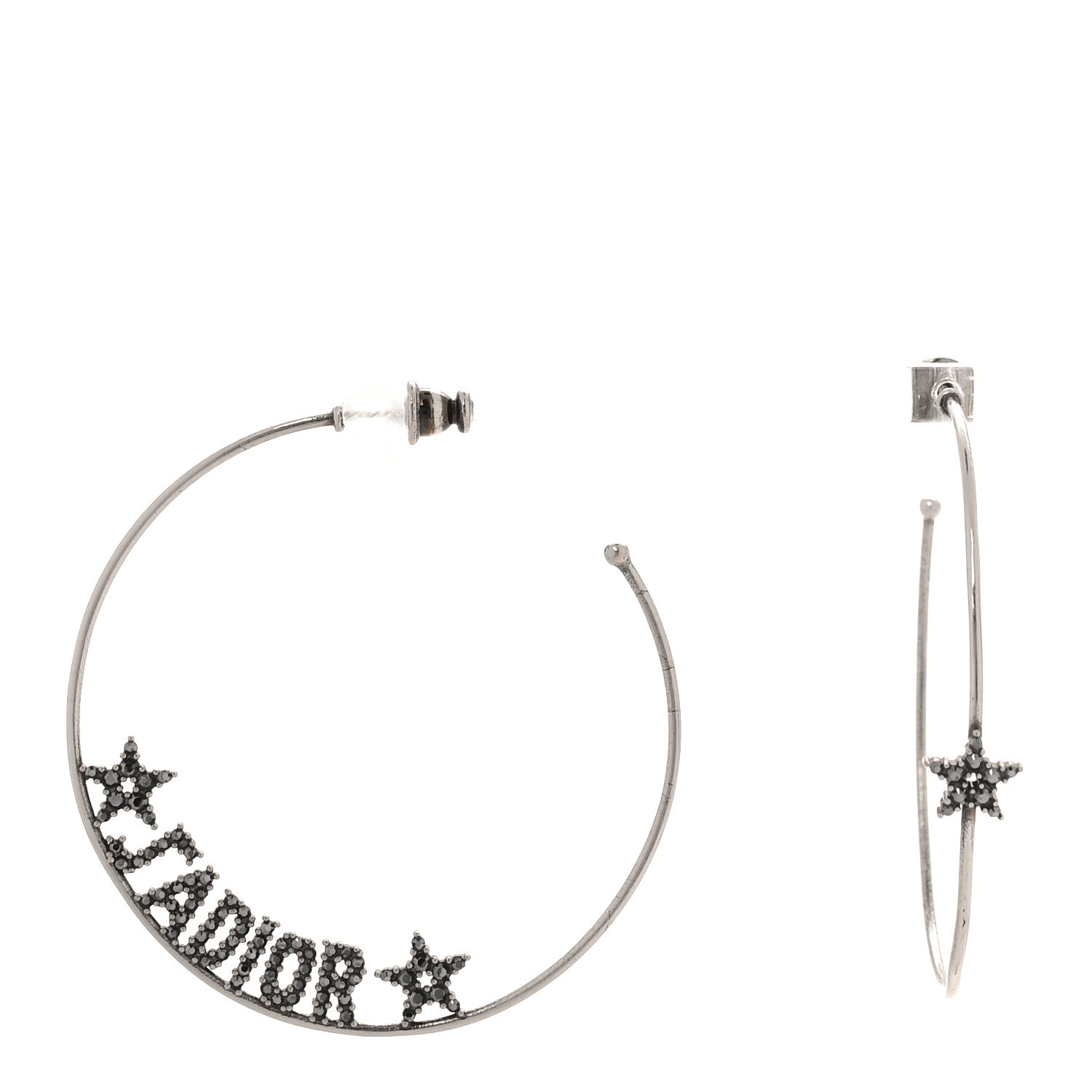 Christian Dior Palladium J'Adior Hoop Earrings Black 1 of 4