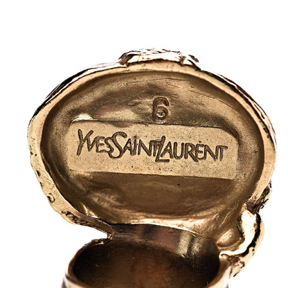 Saint Laurent Glass Cabochon Arty Ovale Ring 6 Gold Orange 3 of 4