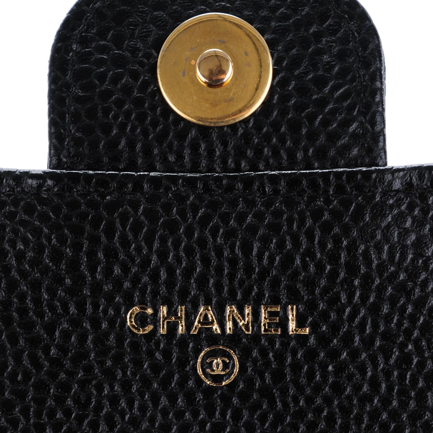 Caviar Quilted Wallet On Removable Chain Black