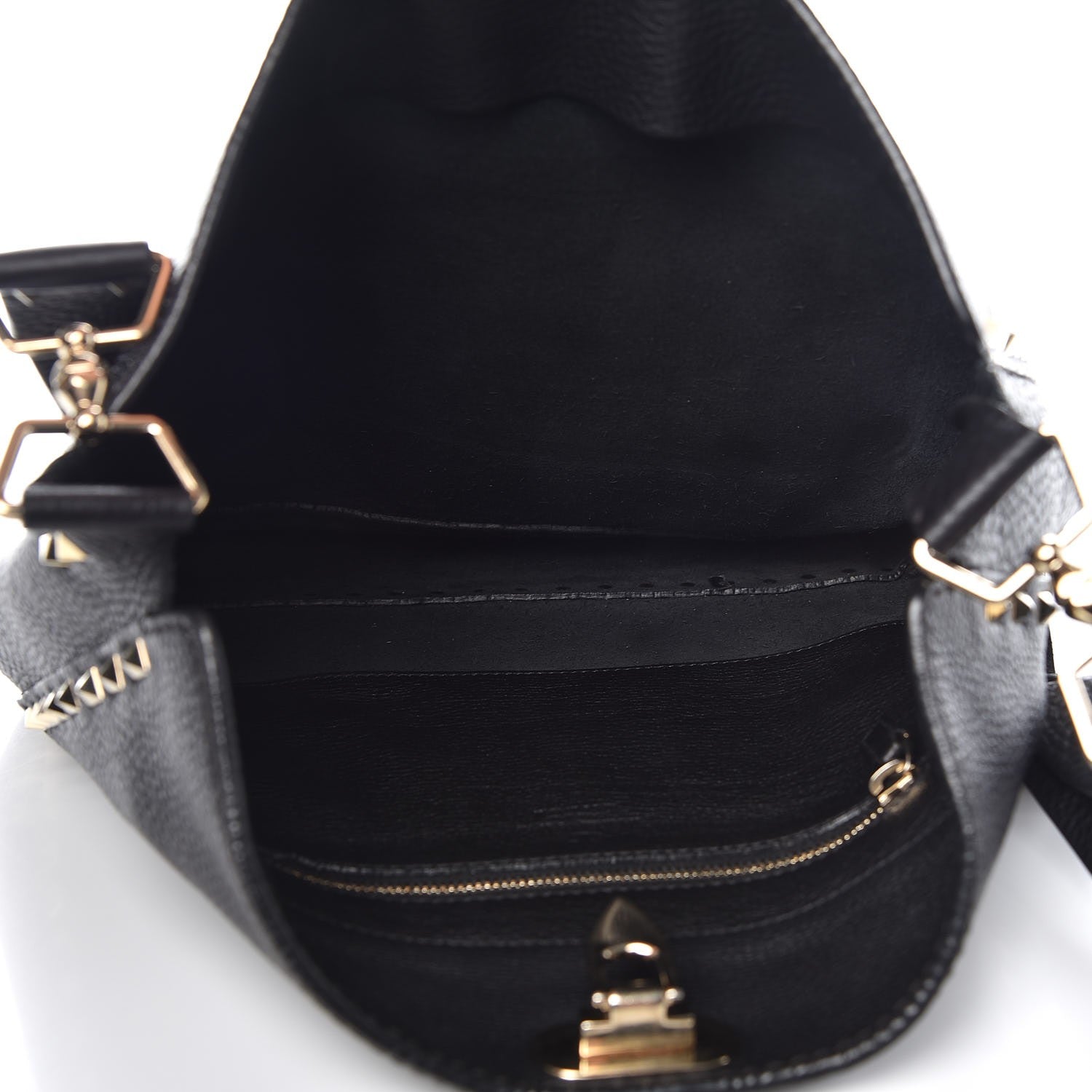 Valentino Garavani Pebbled Calfskin Large Rockstud Flip-Lock Messenger Bag Black 5 of 7