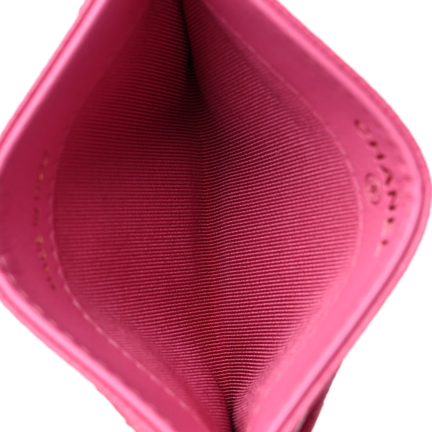 Caviar Quilted Card Holder Fuchsia