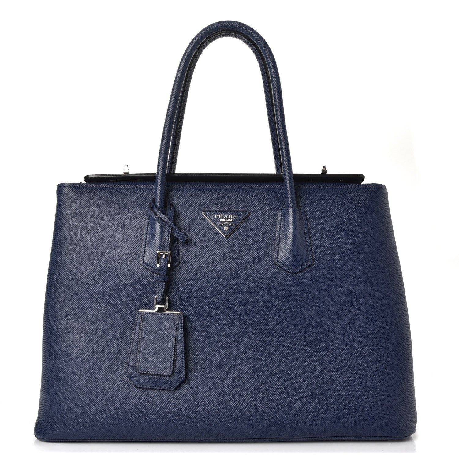 Prada Saffiano Cuir Twin Tote Bleuette 1 of 11