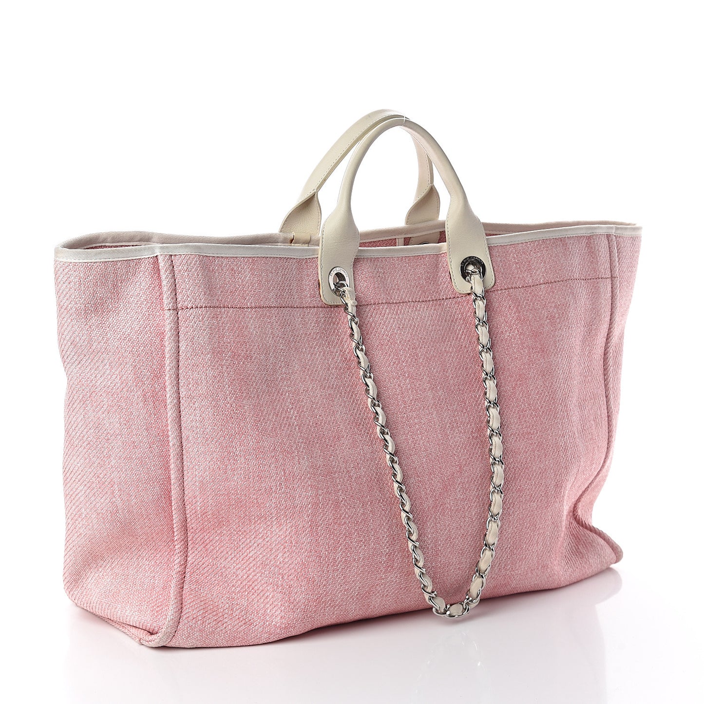 Woven Straw Raffia Extra Large Deauville Tote Pink