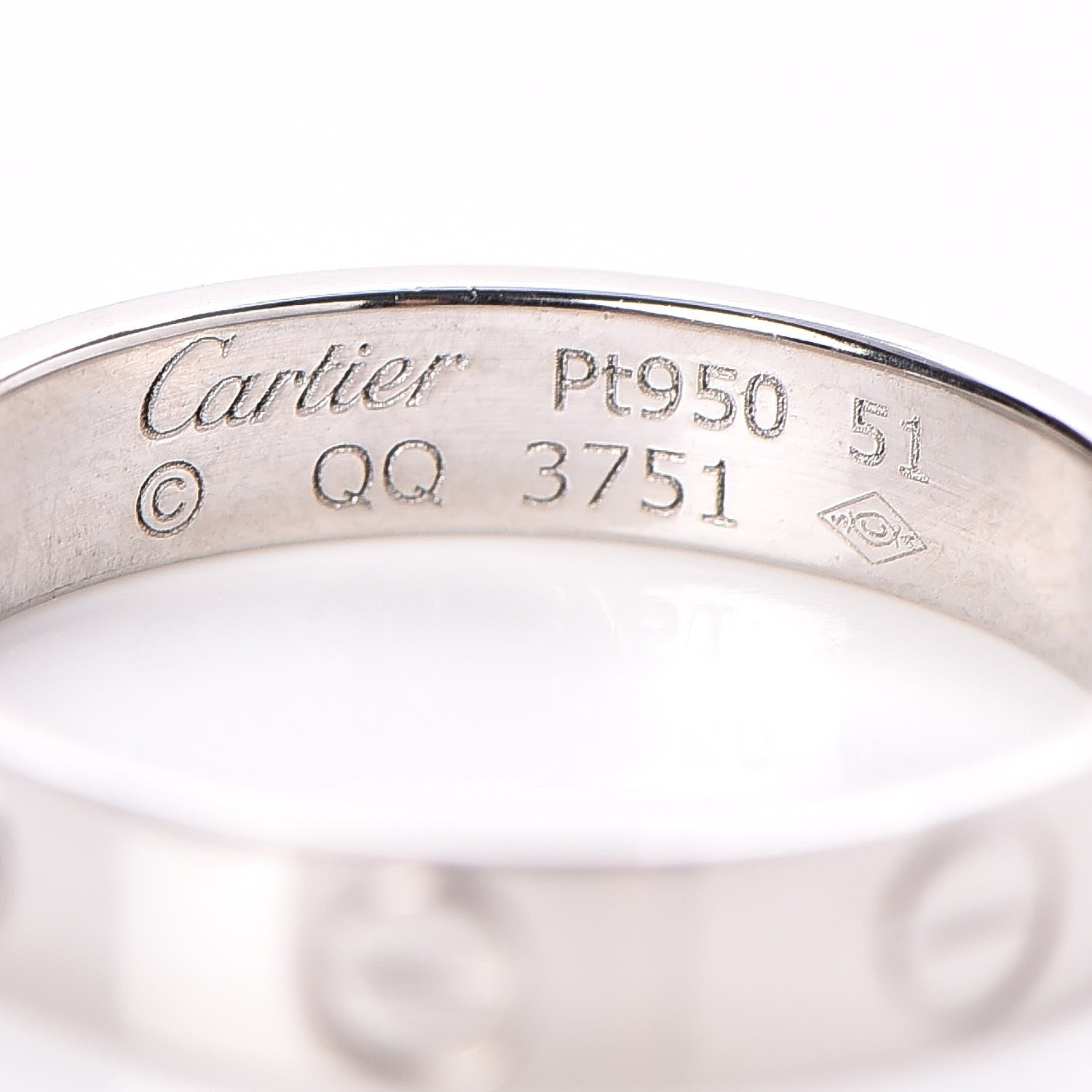 Cartier Platinum 3.5mm Love Ring Size 51 5.75 4 of 5