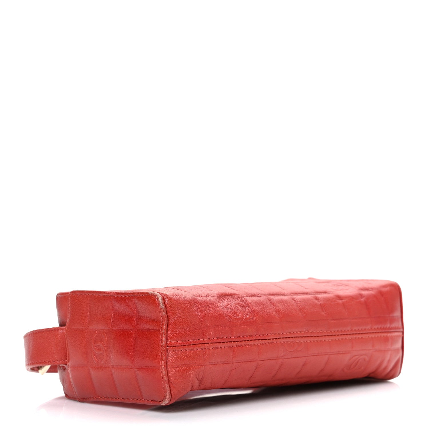 Chanel Lambskin Embossed CC Chocolate Bar Shoulder Bag Red 4 of 11