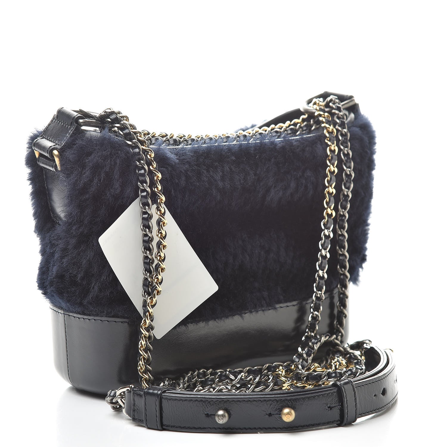 Chanel Shearling Small Gabrielle Hobo Navy 2 of 9