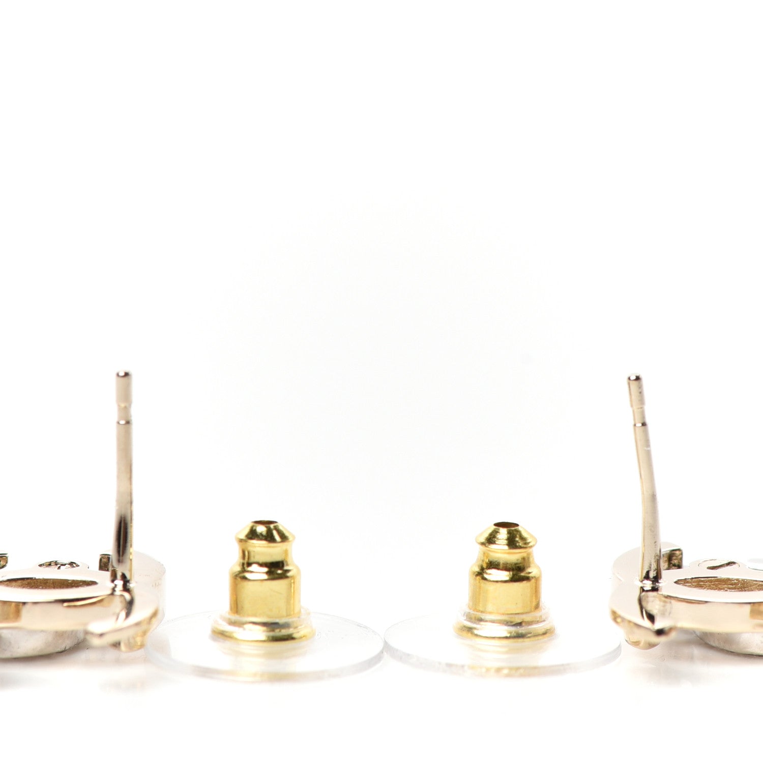 Chanel Crystal Double CC Earrings Gold Silver 3 of 4