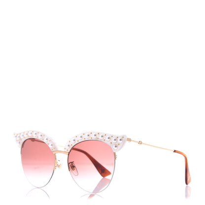 Gucci Pearl Cat Eye Sunglasses GG0212S White 1 of 8