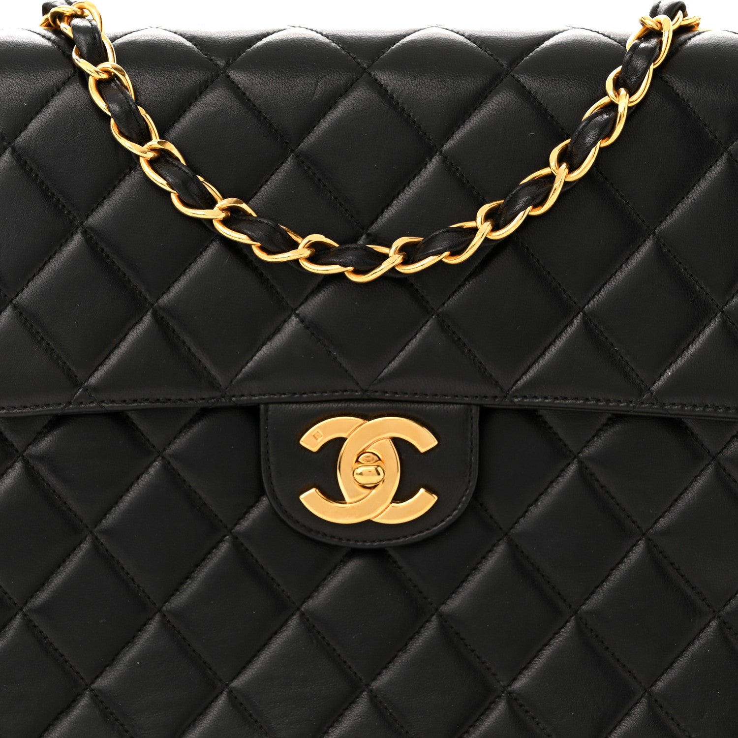 Chanel Lambskin Quilted XL Jumbo Single Flap Black 8 of 10