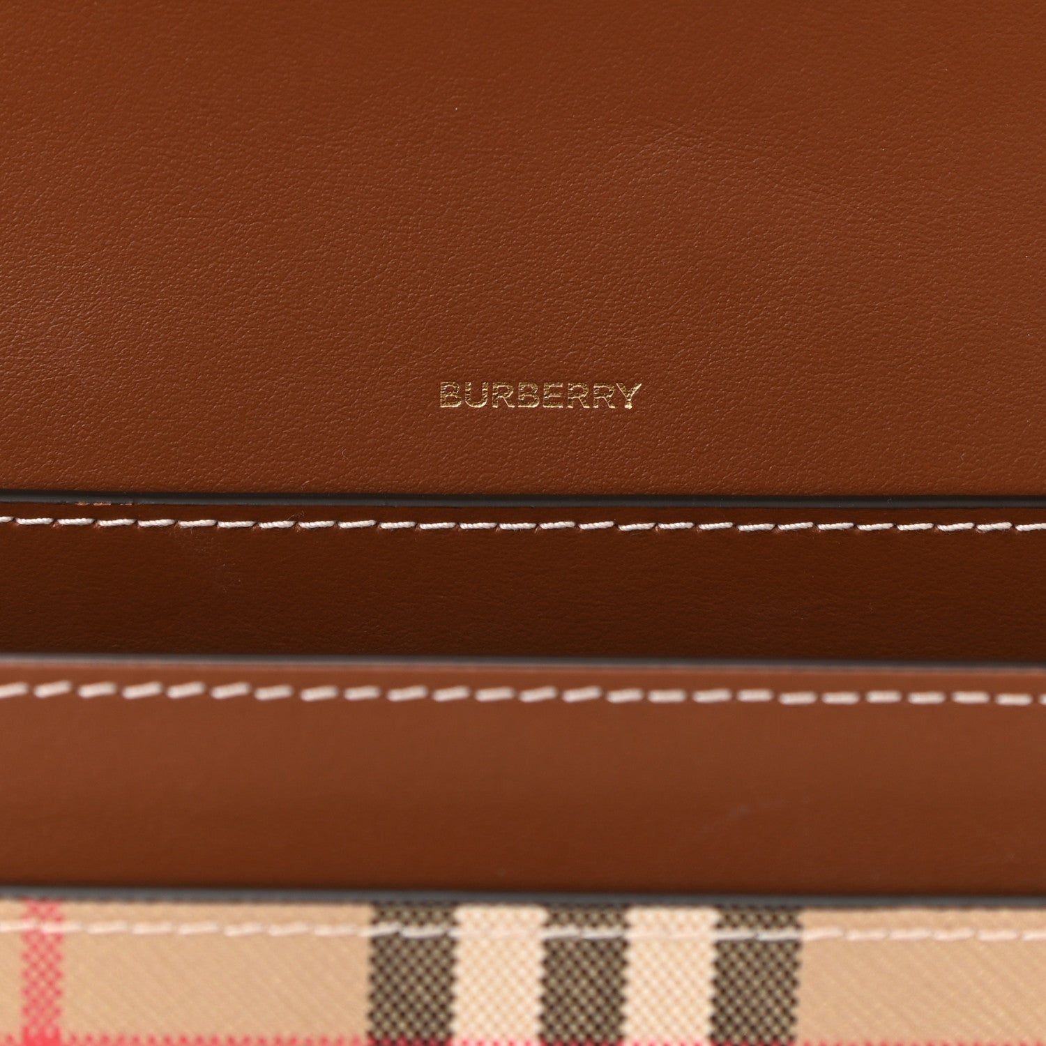Burberry Calfskin Vintage Check Penny Bag Archive Beige Tan 7 of 12
