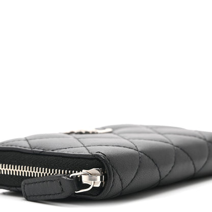 Chanel Lambskin Crystal Star Quilted Studded CC Zip Around Card Holder Wallet Black 8 of 10