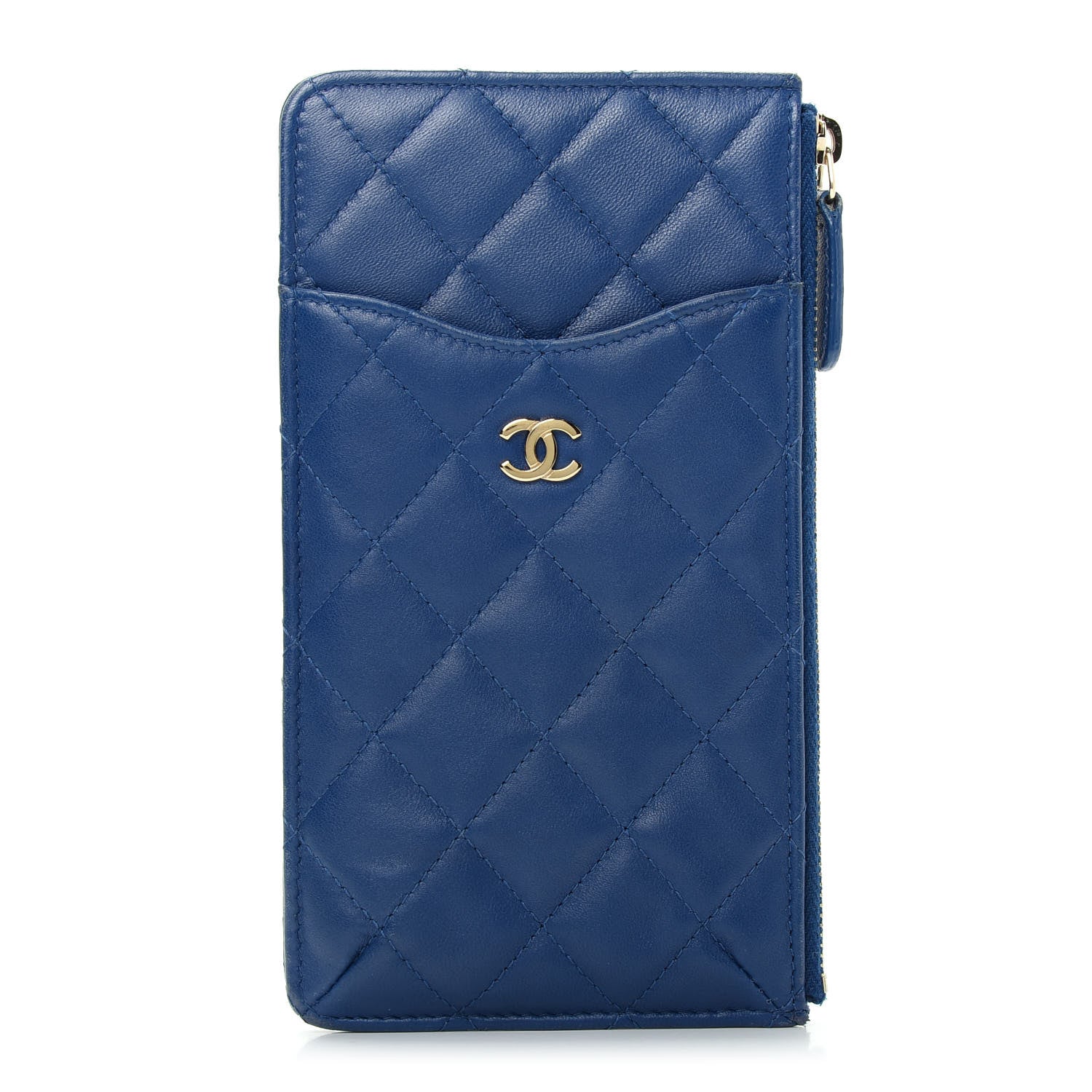 Chanel Lambskin Quilted Classic Flat Wallet Pouch Blue 1 of 8