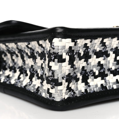 Chanel Metallic Lambskin Viscose Woven Flap Silver Black 9 of 11