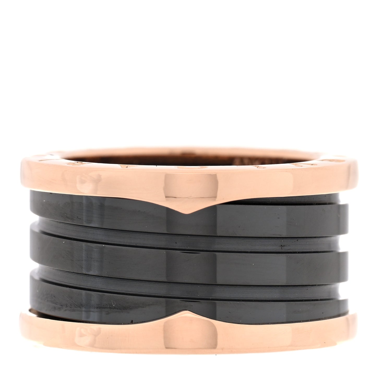 18K Rose Gold Black Ceramic B.Zero1 Four-Band Ring 53 6.25