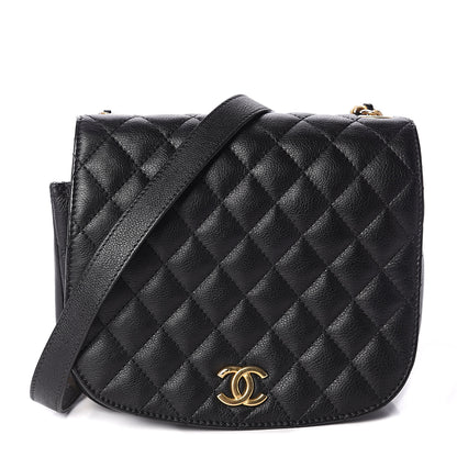 Chanel Grained Calfskin Quilted Messenger Flap Black 1 of 9