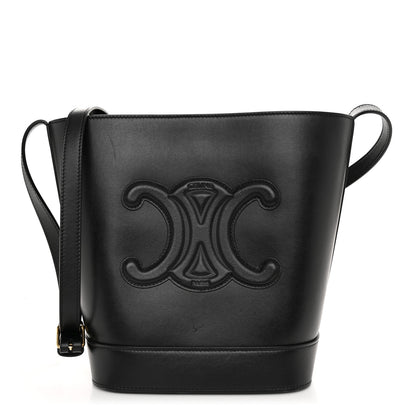 Celine Smooth Calfskin Small Cuir Triomphe Bucket Bag Black 1 of 10