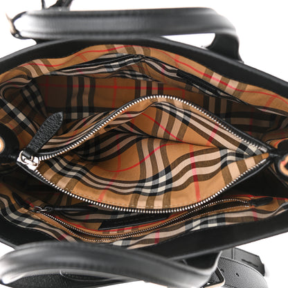 Burberry Derby Calfskin House Check Medium Banner Tote Black 5 of 12