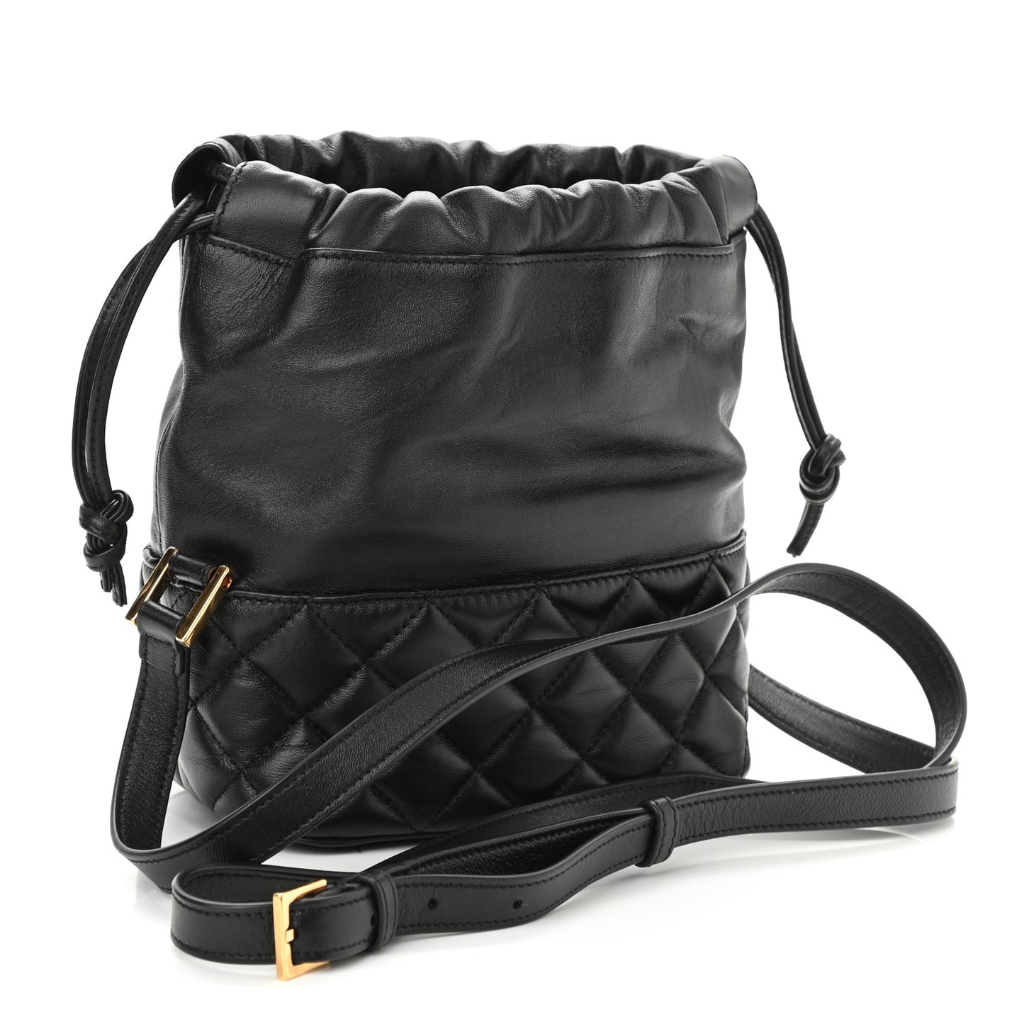 Nappa Quilted Medusa Bucket Bag Black
