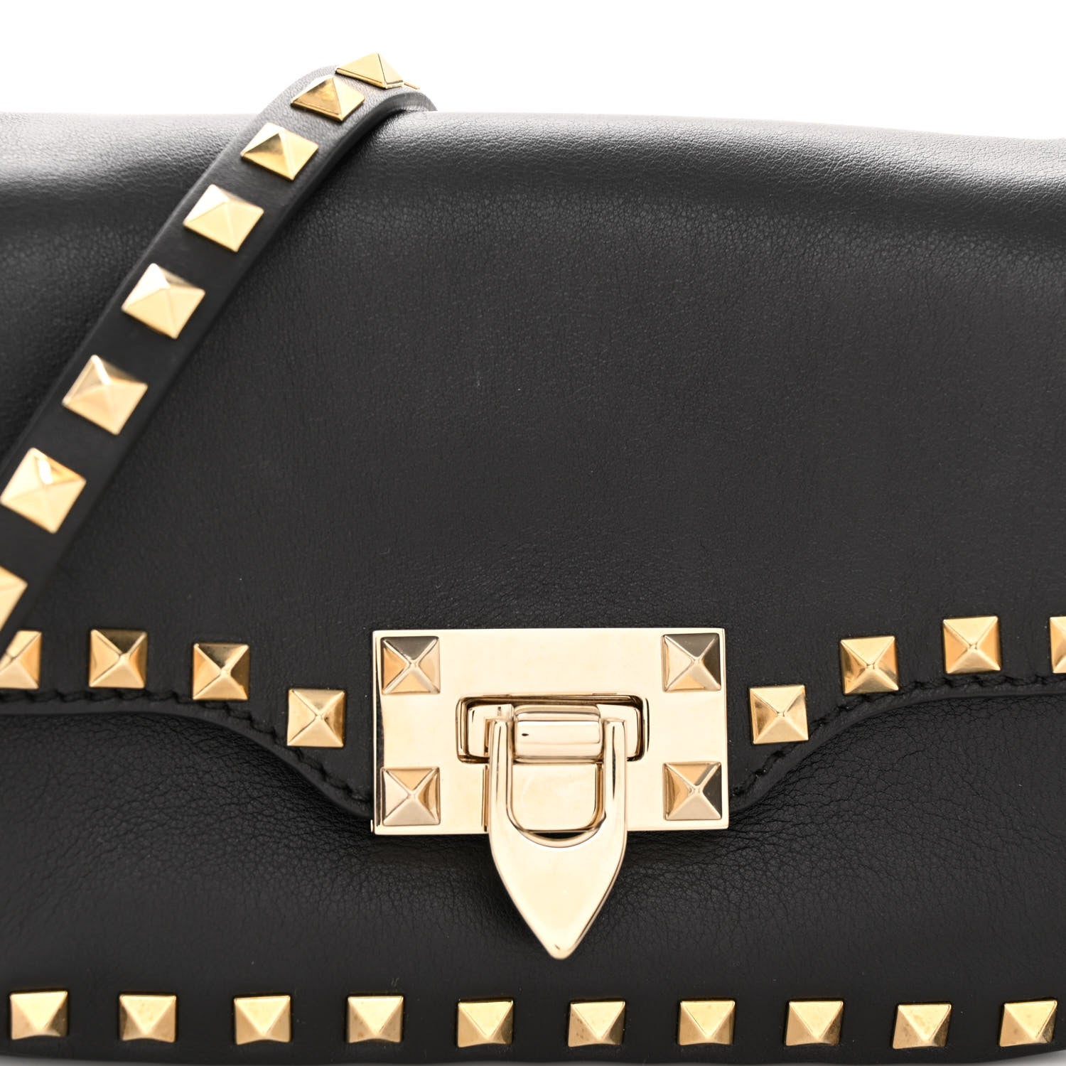 Valentino Garavani Vitello Mini Rockstud Flap Saddle Crossbody Bag Black 7 of 9