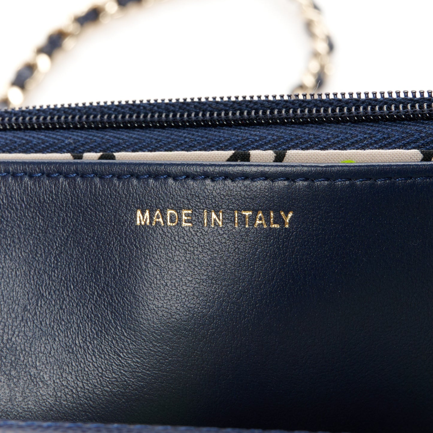 Caviar Quilted Hammered CC Wallet on Chain WOC Navy Blue