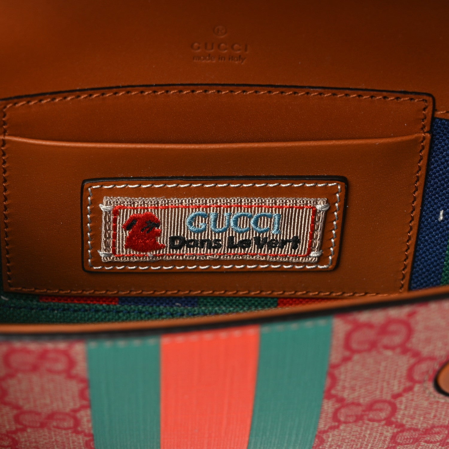 Gucci X DANS LE VERT GG Supreme Monogram Cuoio Web Mini Retro Interlocking G Top Handle Beige Rosso Ebony Harness Brown 6 of 12