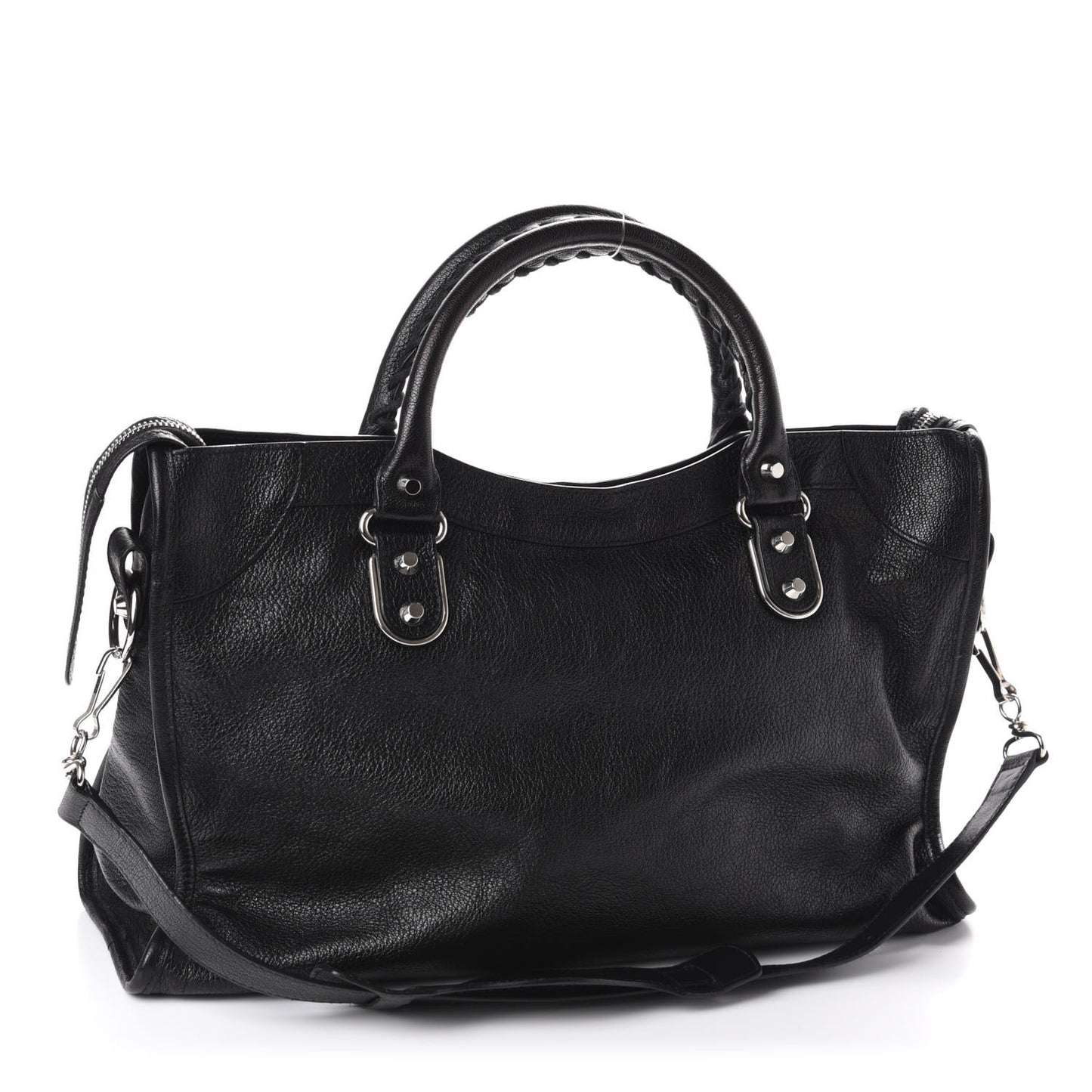 Chevre Silver Metallic Edge Hardware City Black