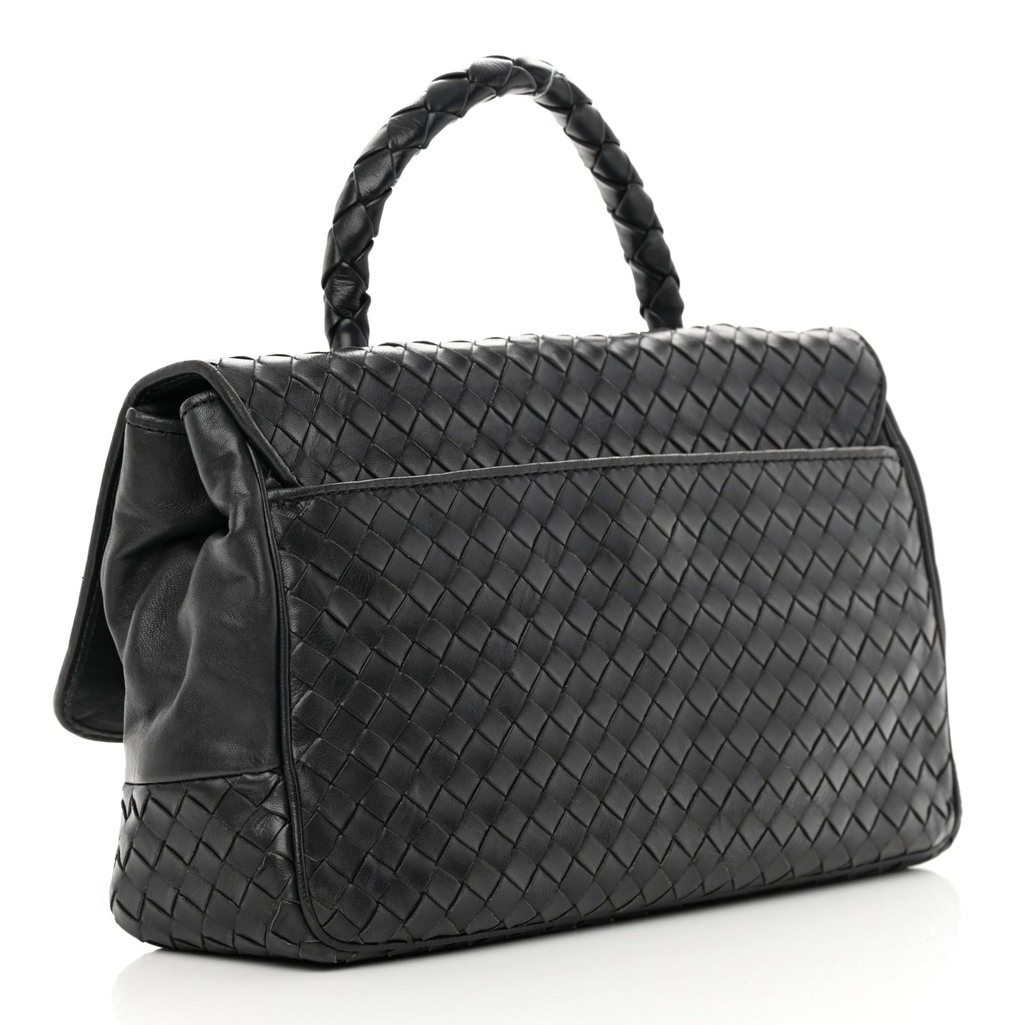 Nappa Intrecciato Top Handle Bag Black