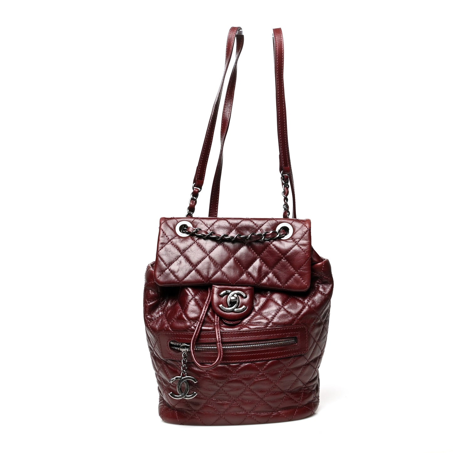 Glazed Calfskin Quilted Small Salzburg Mountain Backpack Burgundy