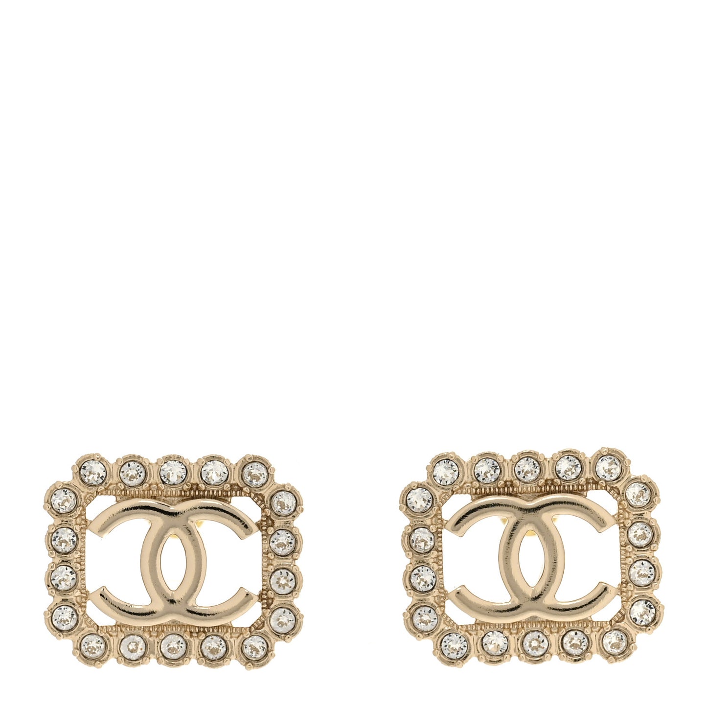 Crystal CC Square Earrings Gold