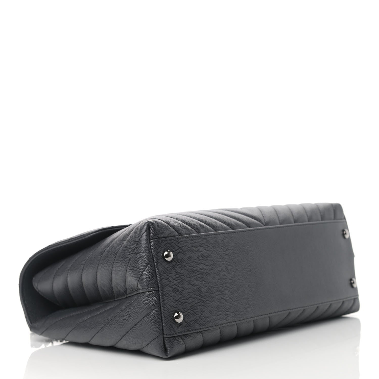 Chanel Caviar Chevron Quilted Medium Coco Handle Flap Dark Grey 4 of 15