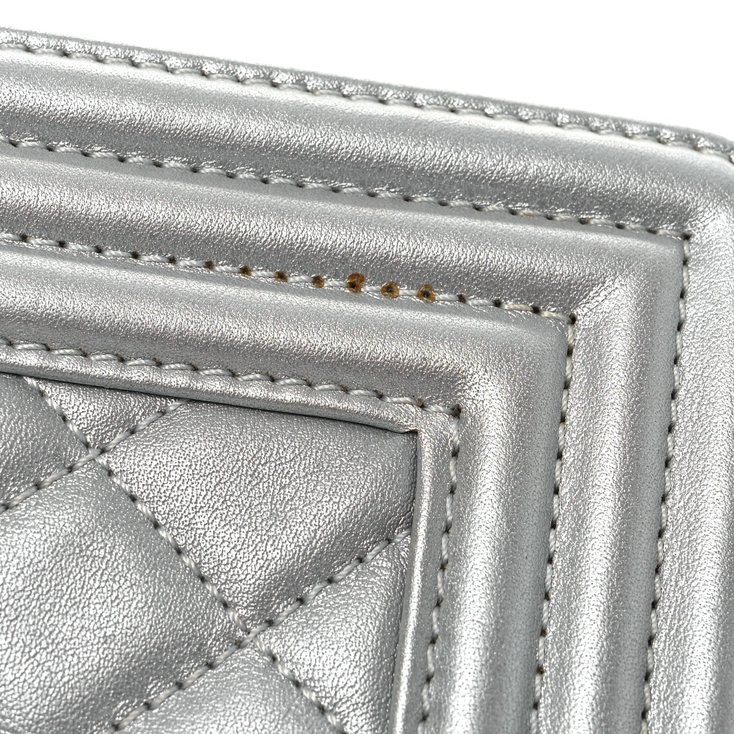 Chanel Metallic Lambskin Quilted Small Boy Flap Silver 17 of 17