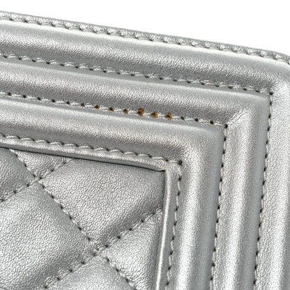 Chanel Metallic Lambskin Quilted Small Boy Flap Silver 17 of 17