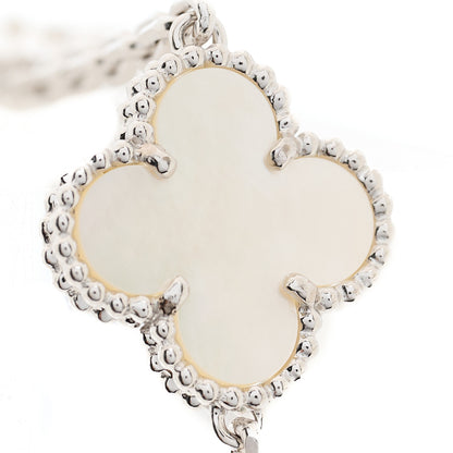 Van Cleef & Arpels 18K White Gold Mother of Pearl 5 Motifs Vintage Alhambra Bracelet 5 of 5