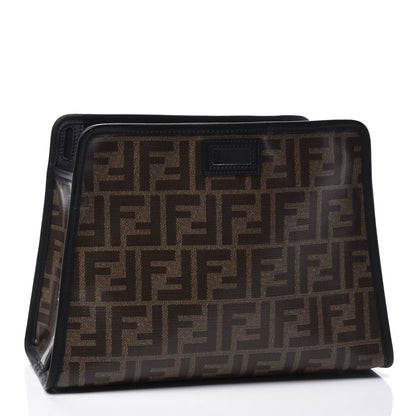 Fendi Glazed Fabric Vitello Century FF 1974 Stamp Patch Mini Peekaboo Defender Cover Mogano Panna Black 2 of 11