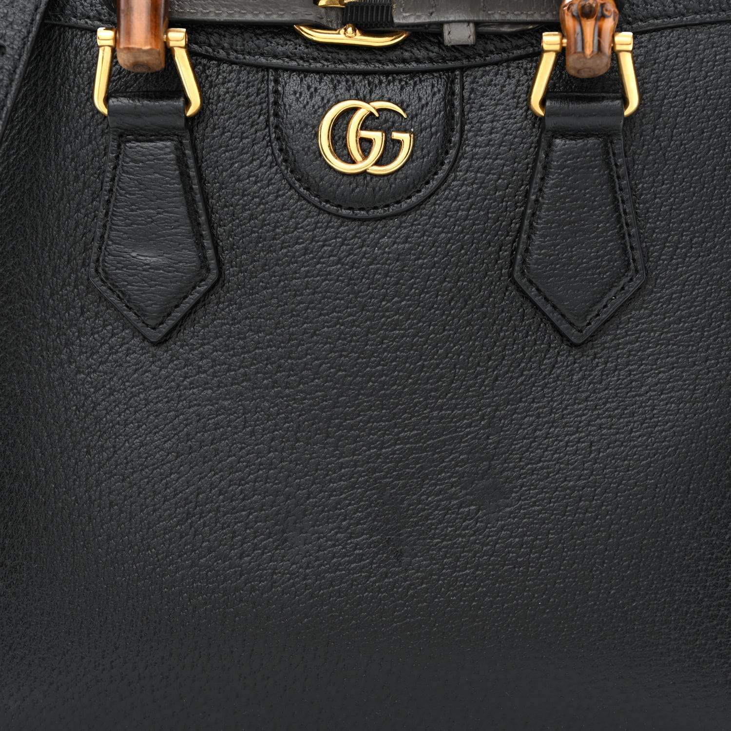 Gucci Textured Dollar Calfskin Web Small Diana Tote Bag Black Dusty Grey 8 of 12
